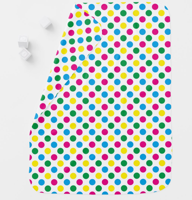 Double Sided Colorful CMYK Polka Dots Baby Blanket