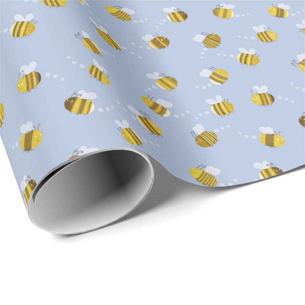 Bumblebee Wrapping Paper, Blue