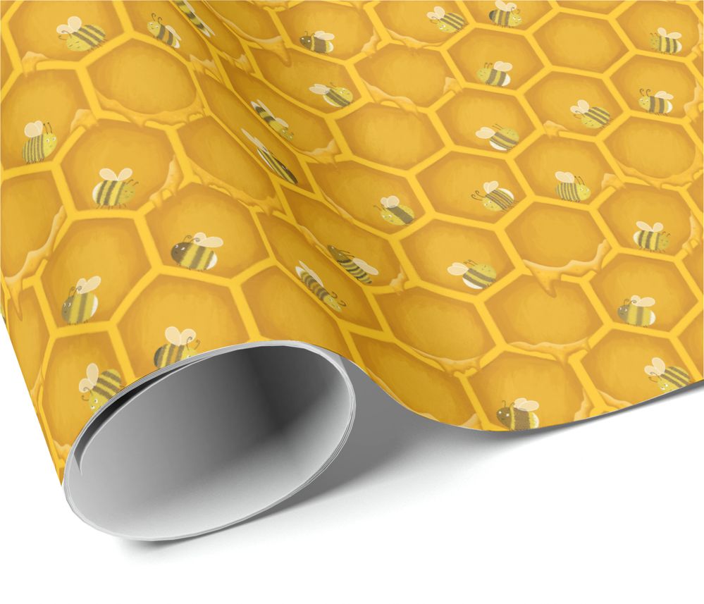 Honeycomb Bumblebee Wrapping Paper