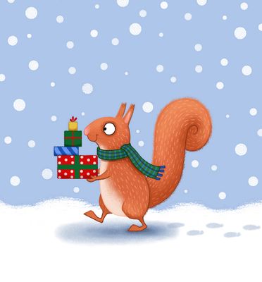 Christmas Squirrel Original Illustration
