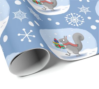 Christmas Gift Wrap - Grey Squirrel