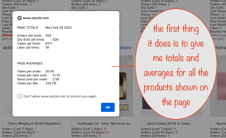 Page totals and averages