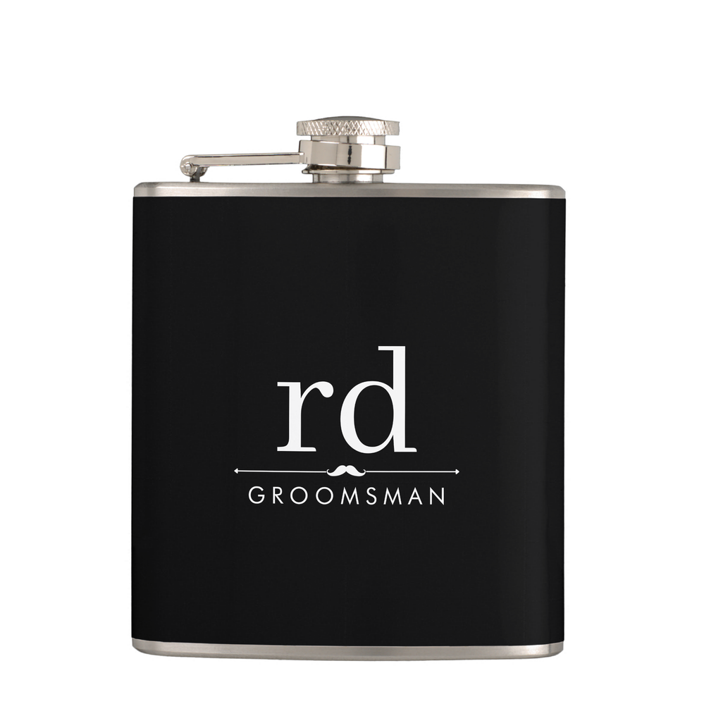 Zazzle - Mockup - Elegant Monogram Black and White Groomsmen Gift Flask.png