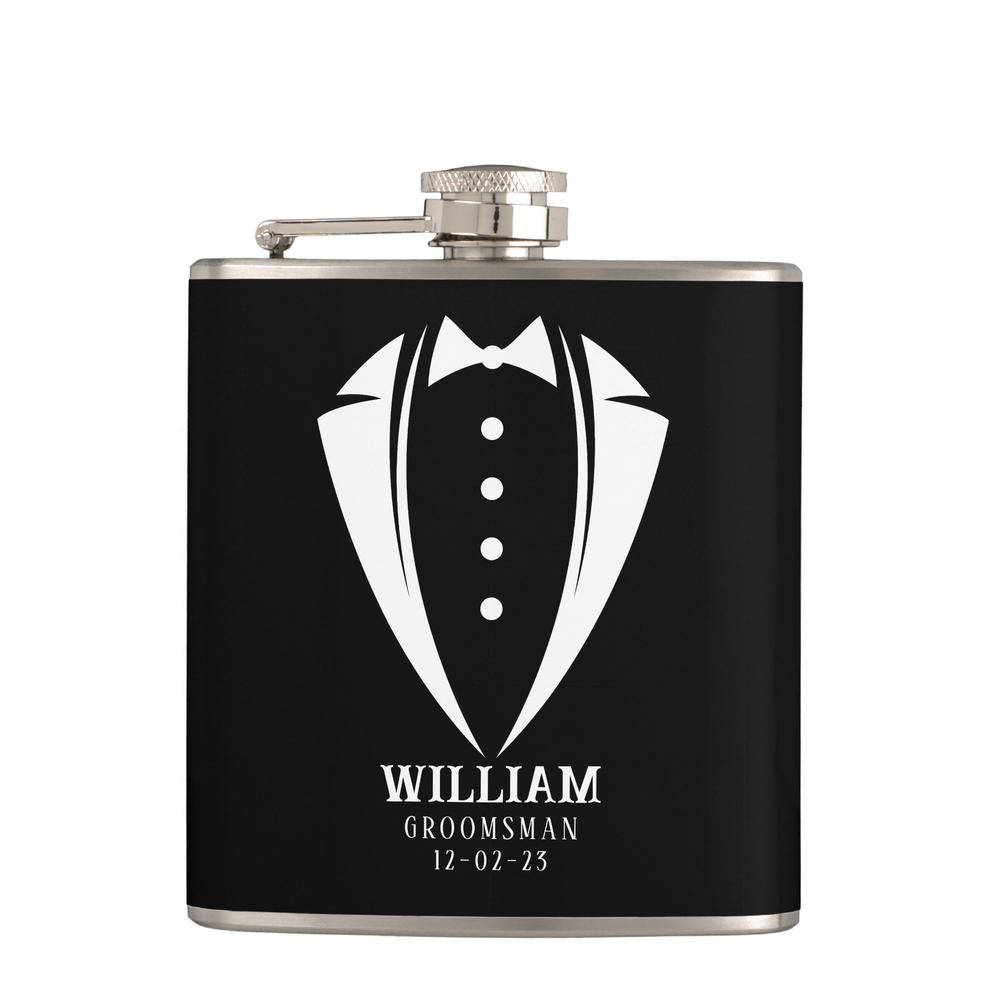 Zazzle - Mockup - Modern Black and White Groomsman Gift Flask.png
