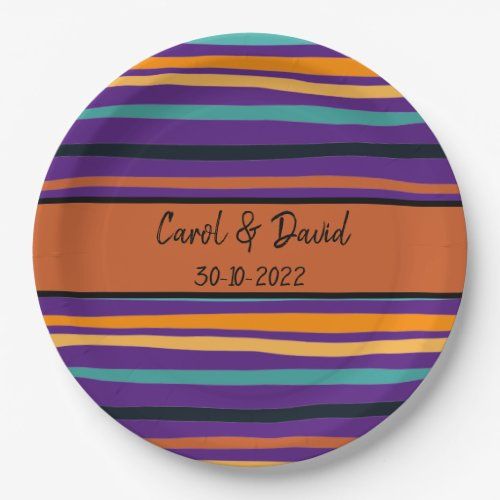 trendy_orange_purple_teal_striped_halloween_party_paper_plates-rd868f44c5f67463ba8f944e67e3e6521_zkbhg_1024.jpeg