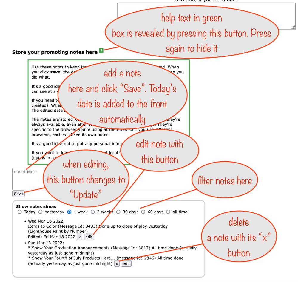 Adding, editing and deleting notes