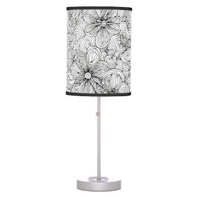 Black and White Tangle Print Table Lamp