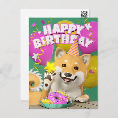 Zazzle Shiba Happy Birthday Postcard (Front_Back).png