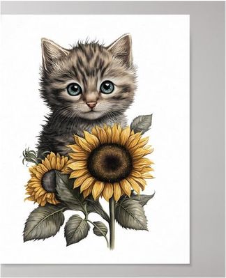 Cat and Sunflower Poster